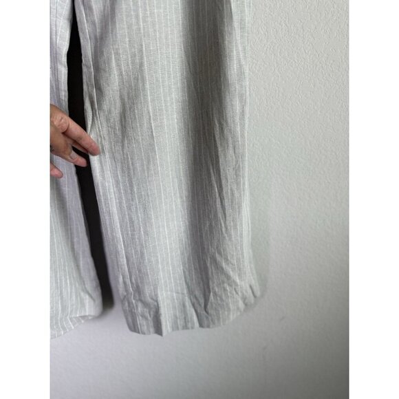 Cato Women’s Gray Linen Blend High Rise Dress Pants Size 16 Petite Stripes NEW - Picture 5 of 12